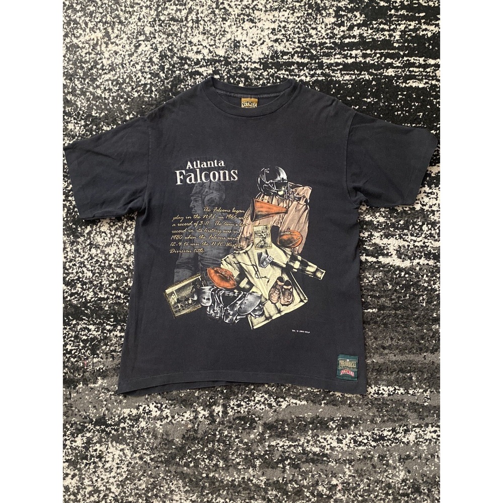 Vintage Nutmeg Atlanta Falcons Shirt Mens Large Black NFL 1993 NFC Graphic Vtg